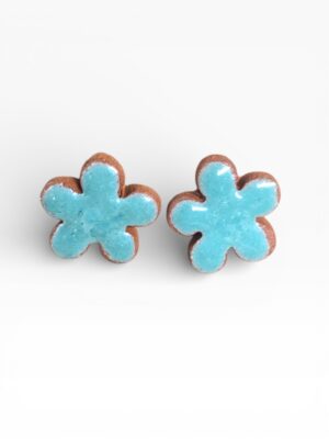 Pendientes de cerámica hecho a  mano  /botón /flor